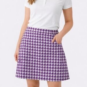Clover by Bobby Jones Purple Houndstooth Golf Skort Womens 10 Stretch Mini Skirt